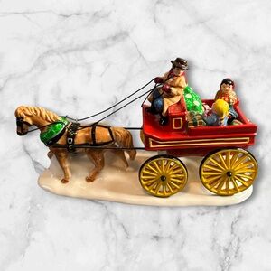 Department 56 snow village Hitch Up The Buckboard ceramic village accessory